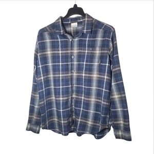 Columbia Cornell Woods Lightweight Plaid Blue Button Up Collared Shirt Size XL